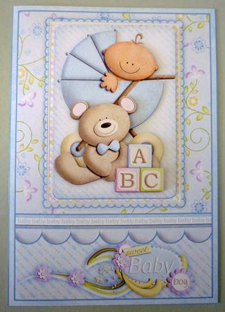 New Baby Boy in Pram Decoupage by Michelle Chivers