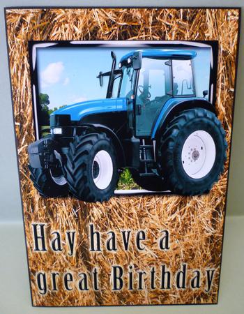 Blue Tractor Birthday Card Front by Michelle Chivers