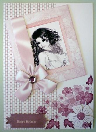 Portrait of a Beautiful Lady Card Front with Decoupage by Michelle Chivers
