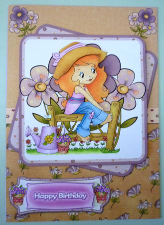 Little Girl in the Country and Flowers Quick Card by Michelle Chivers