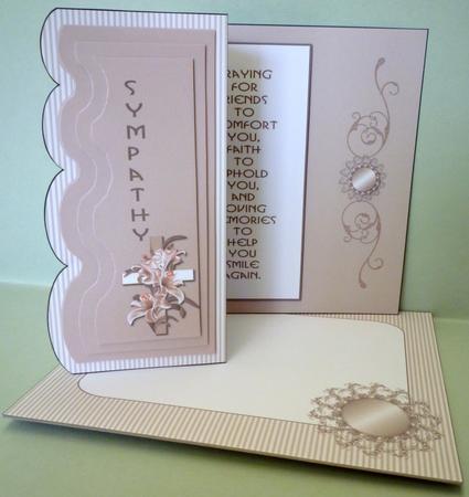 Scalloped Pyramid Front Tri-fold Sympathy Card & Envelope by Michelle Chivers