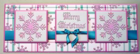 Pink Snowflakes Merry Christmas Dl Card Front by Michelle Chivers