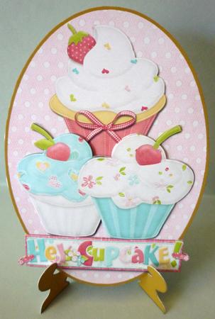 A Trio of Yummy Cupcakes Plate & Stand Card by Michelle Chivers
