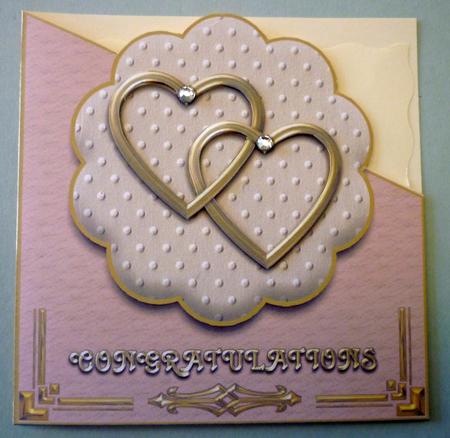 Golden Hearts Congratulations Diagonal Over the Edge Card by Michelle Chivers
