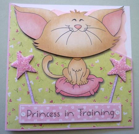 Kitty Princess in Training Over the Edge Square Card by Michelle Chivers