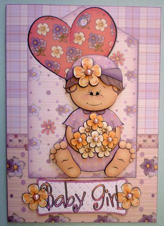 Flower Baby Card Front and Decoupage by Michelle Chivers