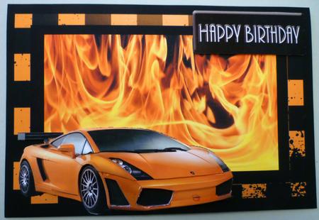 Lamborghini on Fire Background Decoupage by Michelle Chivers