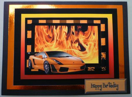 Lamborghini on Fire Background Pyramid by Michelle Chivers