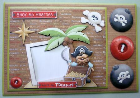 Ahoy Me Hearties My Treasure Pirate Photo Card Front by Michelle Chivers