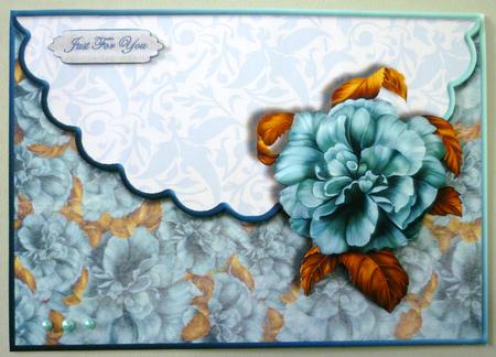 Beautiful Blue Flower Scalloped Edge Envelope Card by Michelle Chivers