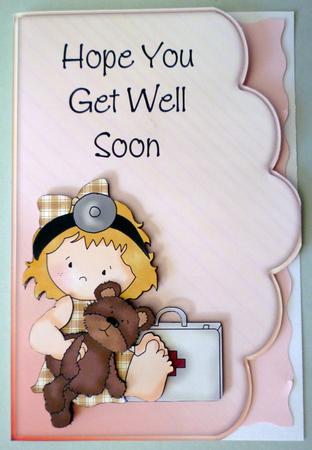 Playing Nurses with Teddy Scallope Curve Card by Michelle Chivers