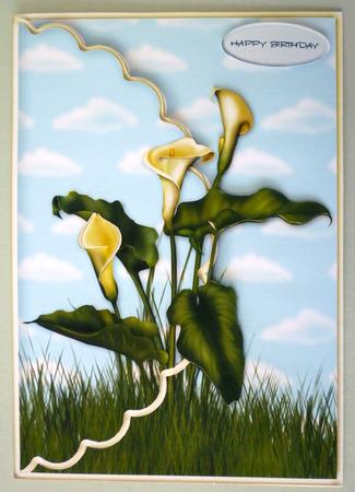 Beautiful Calla Lilies Scalloped Edge Envelope Card by Michelle Chivers