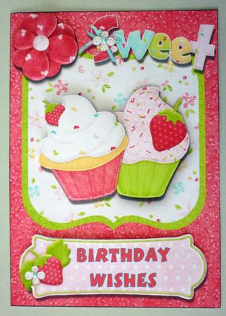 Sweet Birthday Wishes Cupcake Card Front by Michelle Chivers
