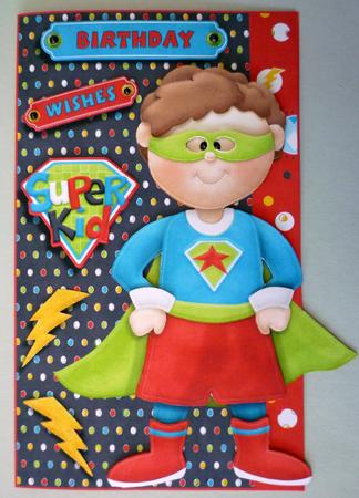 Birthday Wishes Super Kid Card Front by Michelle Chivers