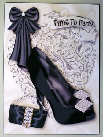Time to Party, with Black Diamond Shoes, A4 by Michelle Chivers