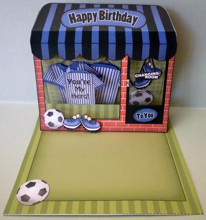 3D Football Crazy Window Pop Up Card Decoupage N Envelope by Michelle Chivers