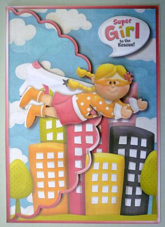 Supergirl to the Rescue Scalloped Edge Envelope Card by Michelle Chivers