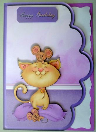 Cat and Mouse Scallope Curve Card by Michelle Chivers