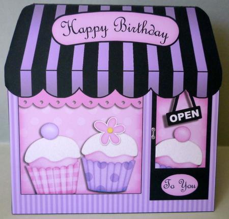 Cupcake Shop Shaped Card with Decoupage N Greetings by Michelle Chivers