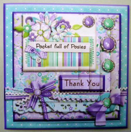 Pocket Full of Posies Thank You Pyramid Card Front by Michelle Chivers