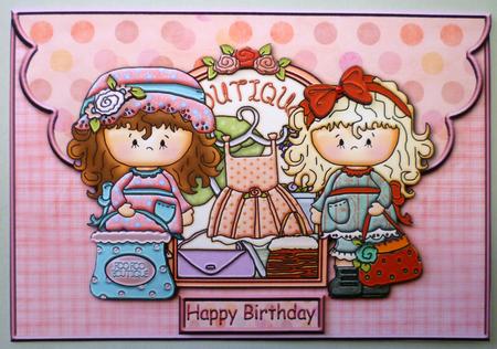Chloe and Friend Just Love to Shop Envelope Card with Decoup by Michelle Chivers