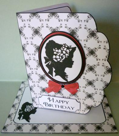 Mono Lady Scallop Card with Decoupage by Michelle Chivers