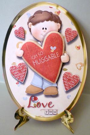 Oh So Huggable with Love Plate & Stand Card by Michelle Chivers