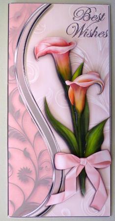 Pink Lilies Dl Card by Michelle Chivers
