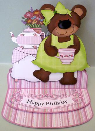 Tea Time Bear - Shaped Easel Card Kit by Michelle Chivers