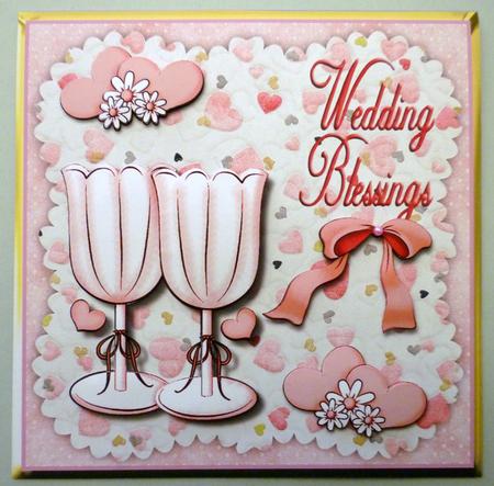 Wedding Blessings Pretty Pink Card Front by Michelle Chivers