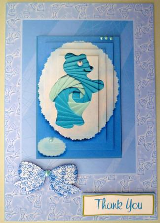 Blue Iris Folding Bear by Michelle Chivers