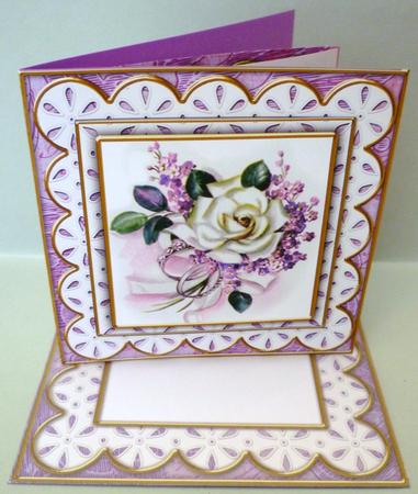 Lilac Wedding Rose Em Anglaise Scallop Square 3D Card Kit by Michelle Chivers