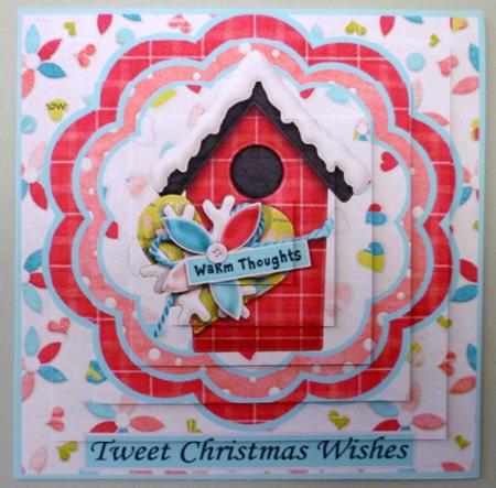 Tweet Christmas Wishes Pyramid Card Front by Michelle Chivers