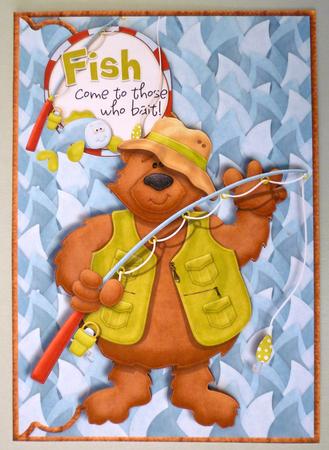 Fish Comes to Those Who Bait Scalloped Edge Envelope Card by Michelle Chivers
