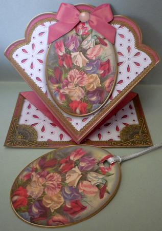 Sweet Peas Anglaise Scallop Spring Decoupage Card by Michelle Chivers