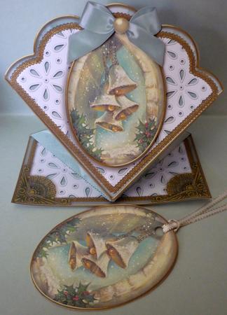 Snow Bells Anglaise Scallop Spring Decoupage Card by Michelle Chivers