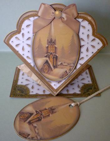 Snow Steeple Anglaise Scallop Spring Decoupage Card by Michelle Chivers