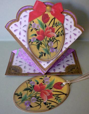 Oriental Bouquet Anglaise Scallop Spring Decoupage Card by Michelle Chivers