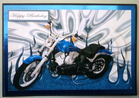 Blue Motor Bike with Blue Flames Oval Pyramids by Michelle Chivers