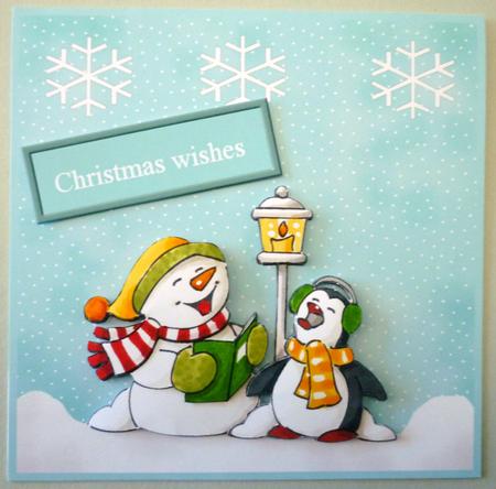 Carol Singers, Snowman and Penguin by Michelle Chivers