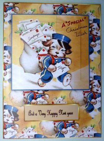 Christmas Vintage Postie Pup by Michelle Chivers