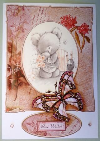 Coral and Grey Green Collage and Butterfly A5 Card Fro by Michelle Chivers