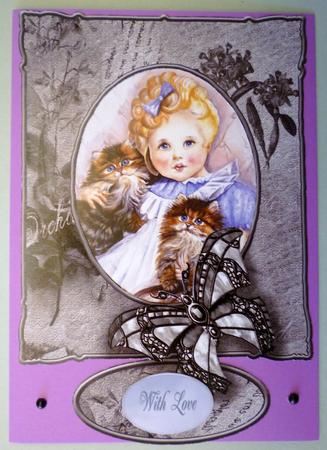 Charcoal and Cream Collage and Butterfly A5 Card Front by Michelle Chivers