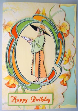 Art Deco Daffodil Card Front by Michelle Chivers