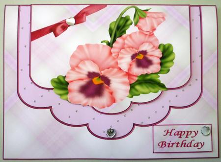 Pansies and Diamonds Faux Double Envelope Quick Card by Michelle Chivers