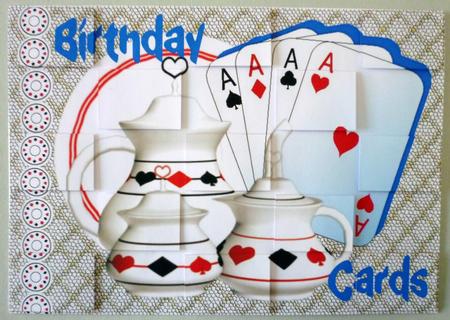 Birthday Cards and Tea-set Card Player Patchoupage by Michelle Chivers