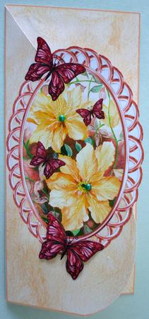 Over the Edge Tear Drop Yellow Clematis and Butterflies by Michelle Chivers