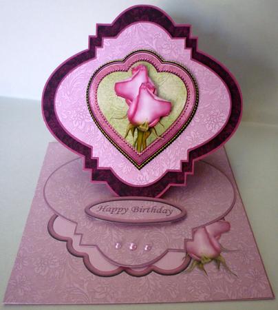 Pink Rosebuds Bracket Shaped Easel Card Kit by Michelle Chivers