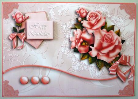 Pink Bouquet Wavy Edge Card by Michelle Chivers