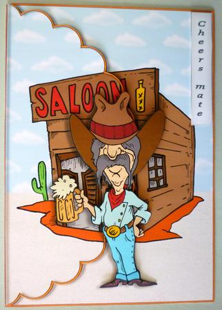 Cheers Cowboy Scalloped Edge Envelope Card by Michelle Chivers